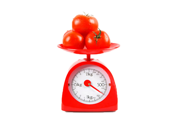 Tomatoes on a food scale